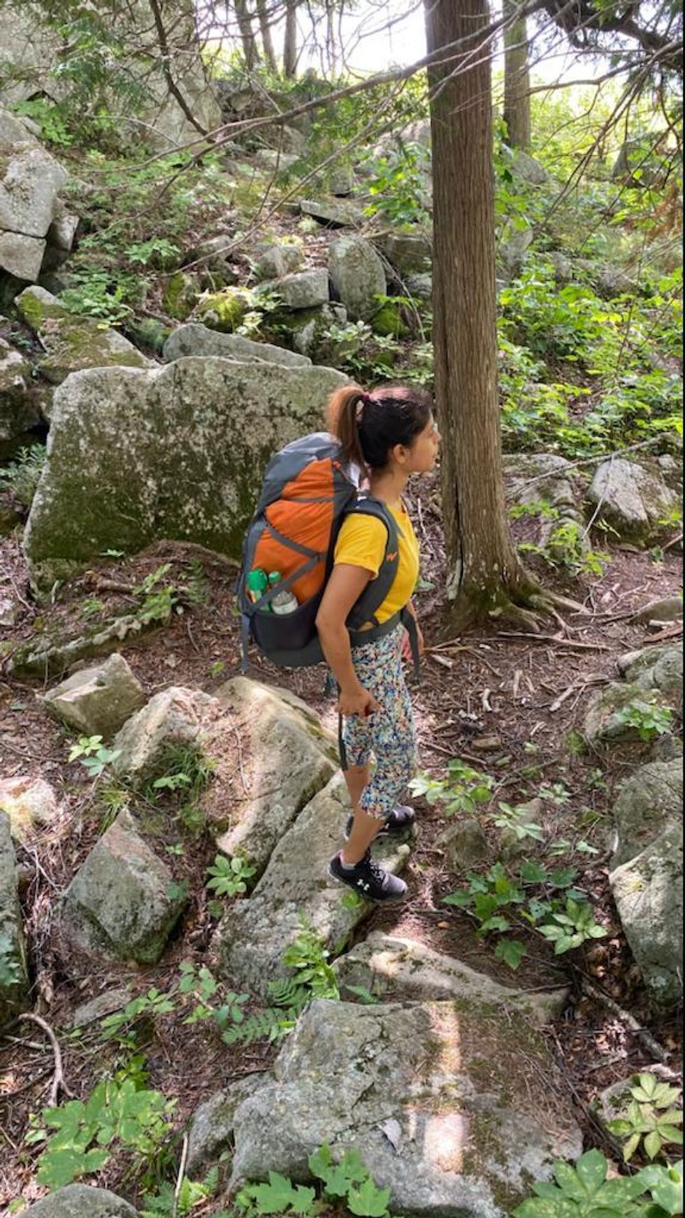 Janice Rodrigues on her first backpacking trip.