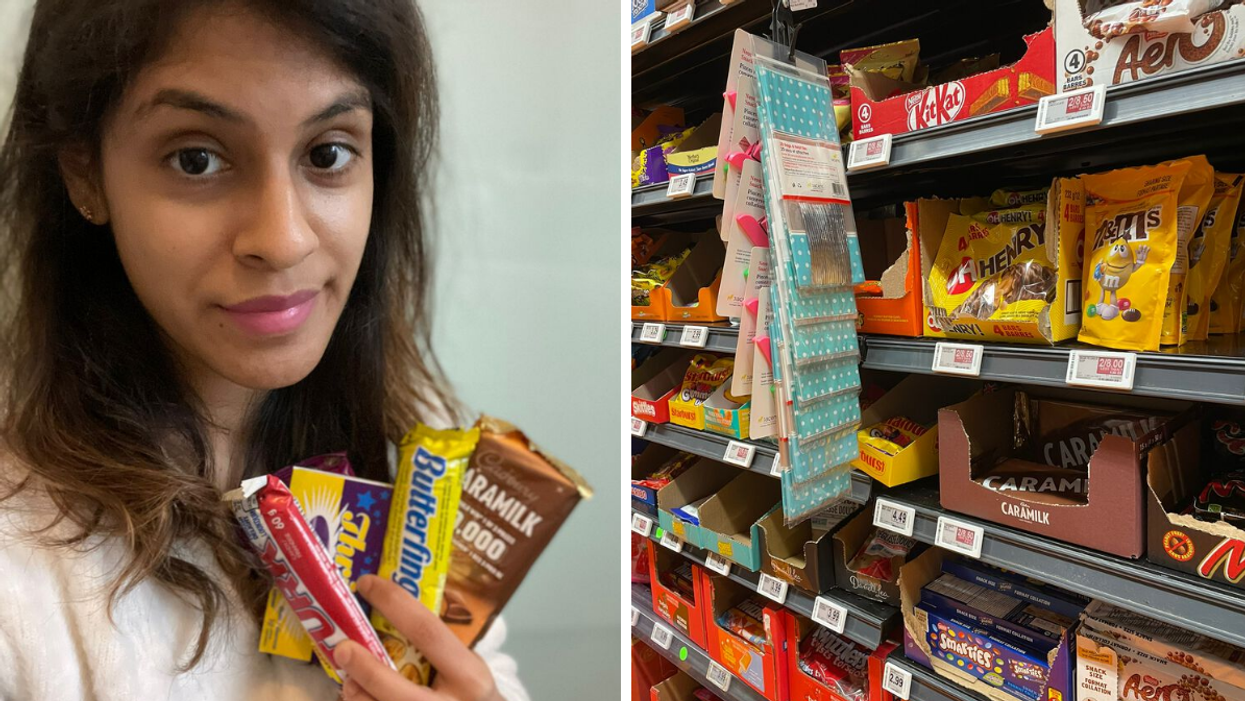 Janice Rodrigues. Right: Canady at a Canadian store.