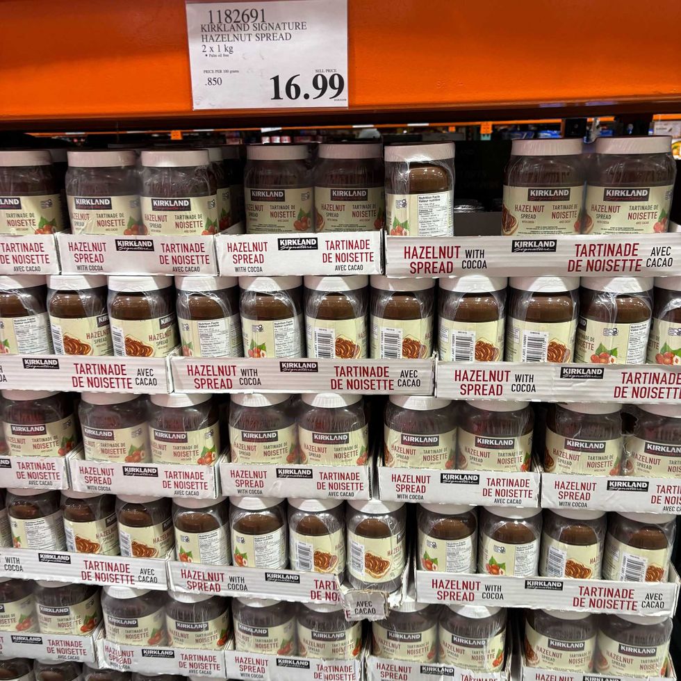 jars of Kirkland Signature hazelnut spread at costco