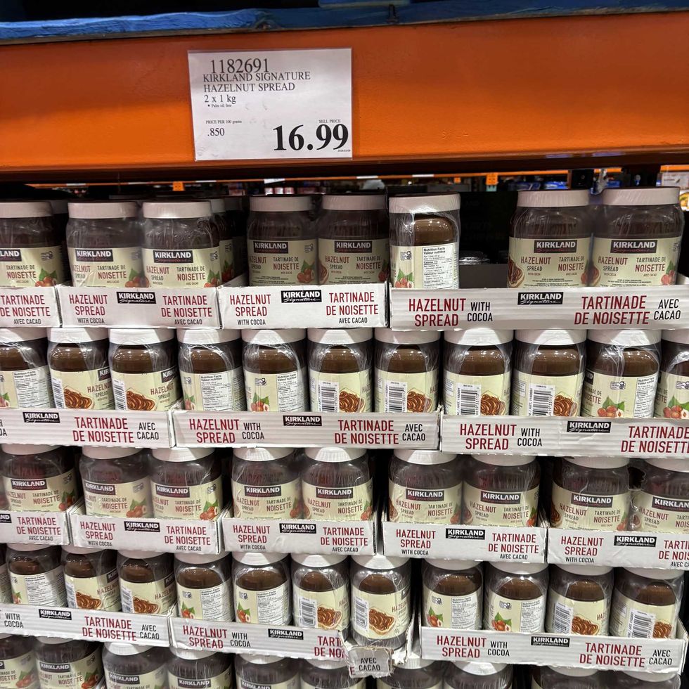 jars of Kirkland Signature hazelnut spread at costco