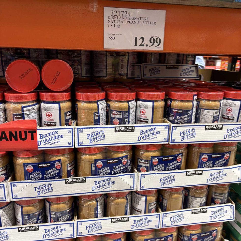 jars of Kirkland Signature natural peanut butter at costco