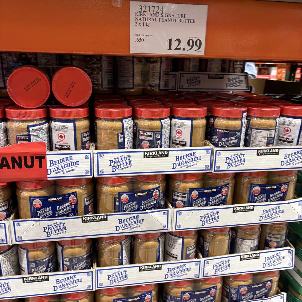 jars of Kirkland Signature natural peanut butter at costco