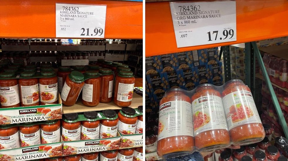 jars of kirkland signture marinara sauce at costco in 2025 and 2023