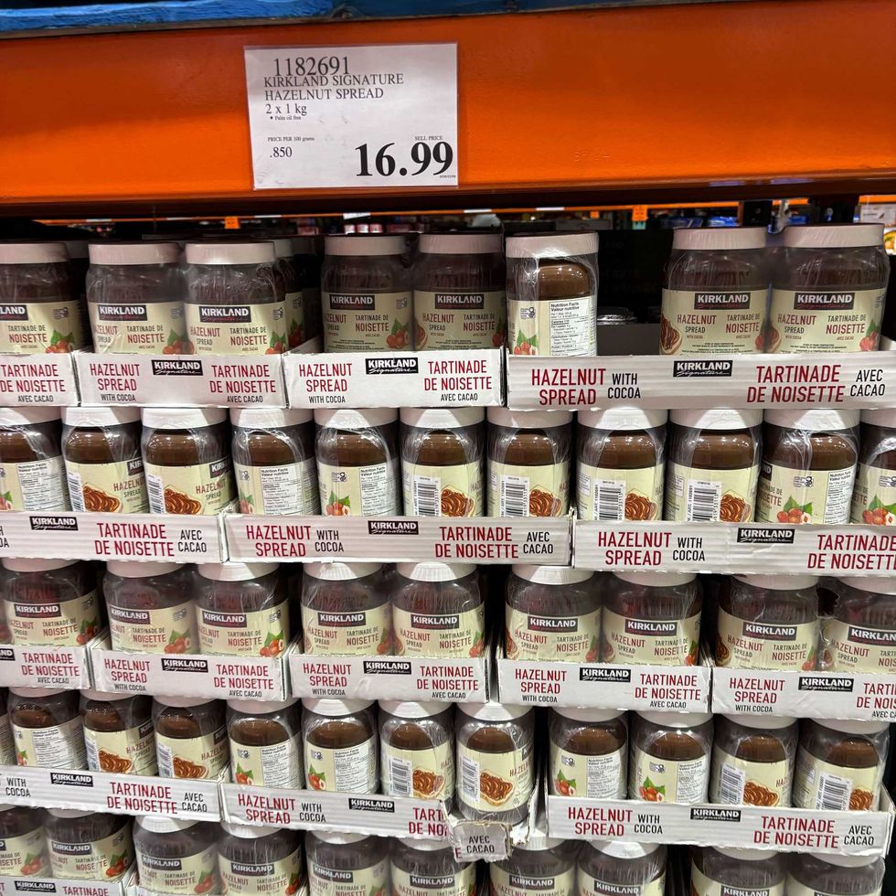 jars of \u200bKirkand Signature hazelnut spread at costco