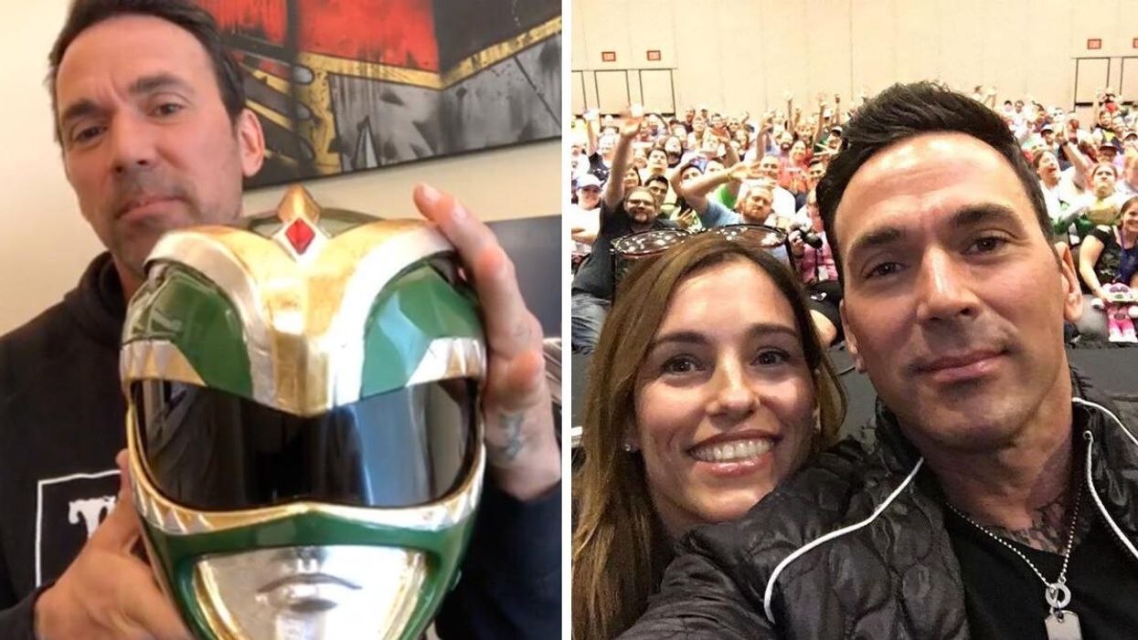 Jason David Frank. Right: Power Rangers stars Amy Jo Johnson and Jason David Frank.