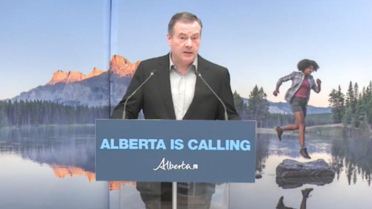 Jason Kenney speaking in Toronto.