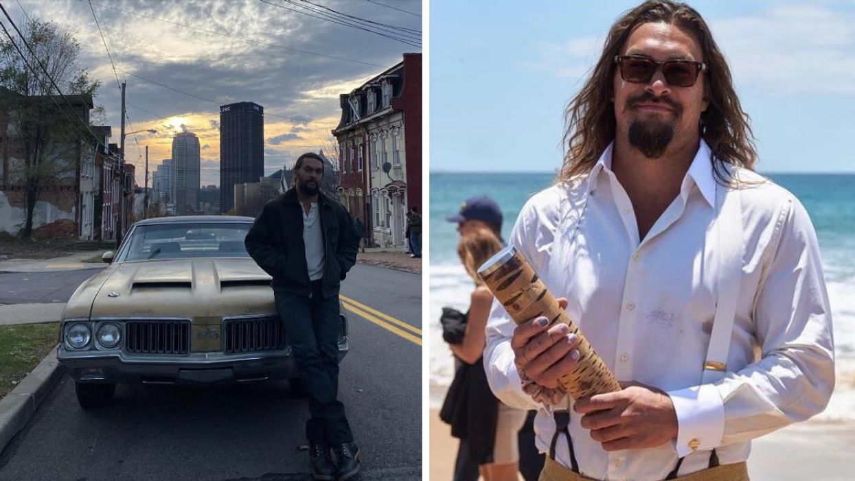Jason Momoa and his car. Right: Mason Momoa.