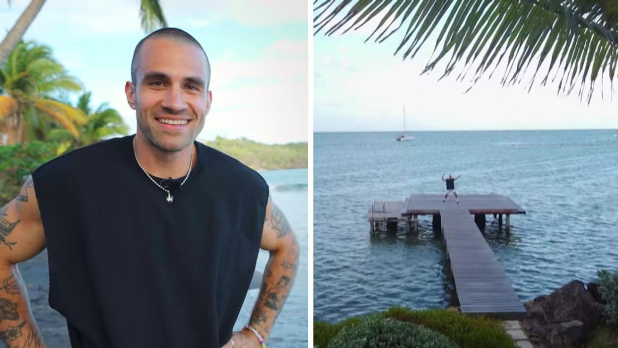 Jay Du Temple, animateur d'Occupation Double. Droite : La vue des maisons d'OD Martinique.