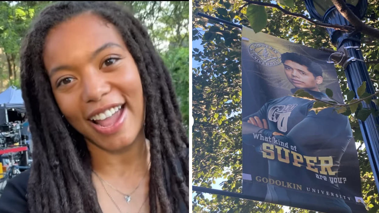 Jaz Sinclair. Right: Gen V poster at the University of Toronto.