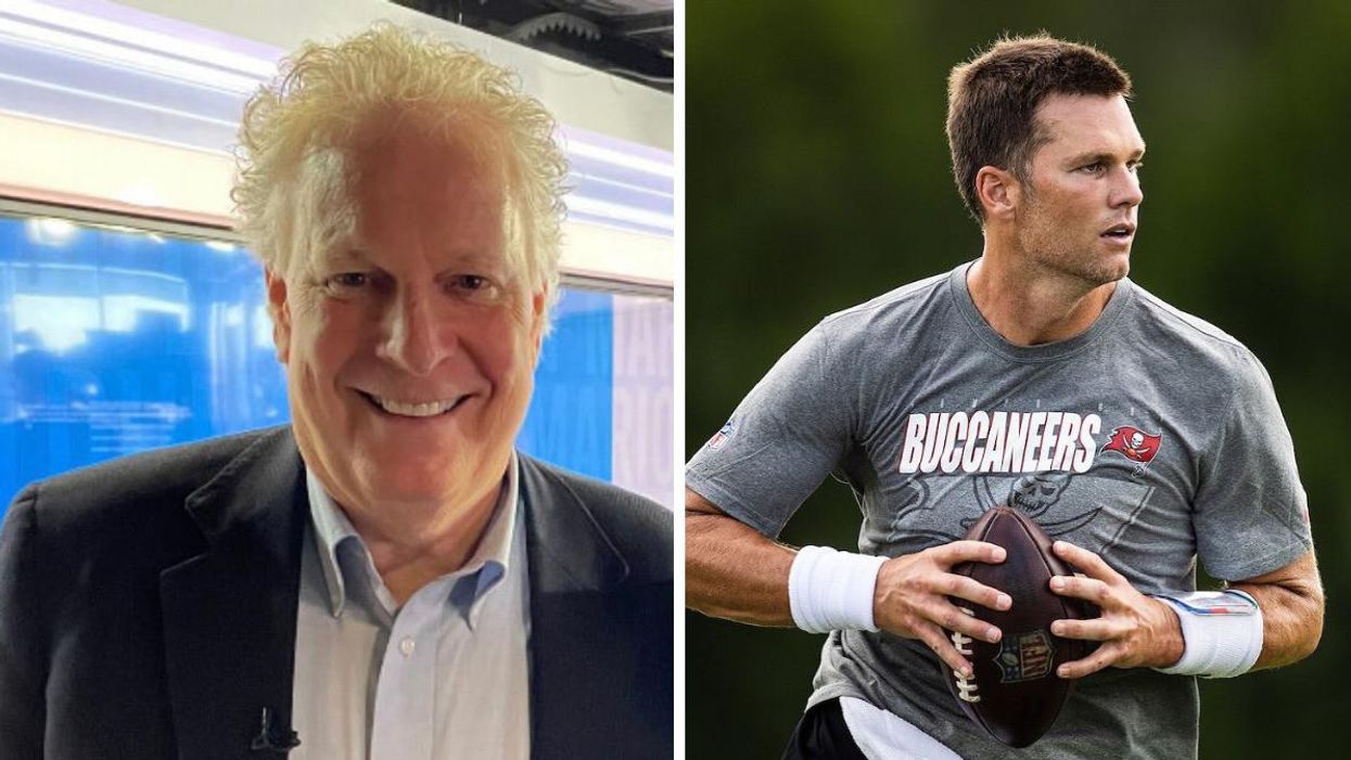 Jean Charest. Droite : Tom Brady.