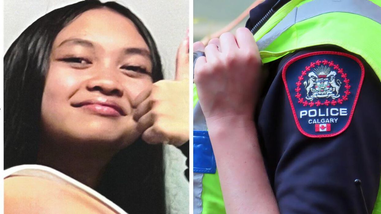 Jen Soriano. Right: A Calgary Police officer.
