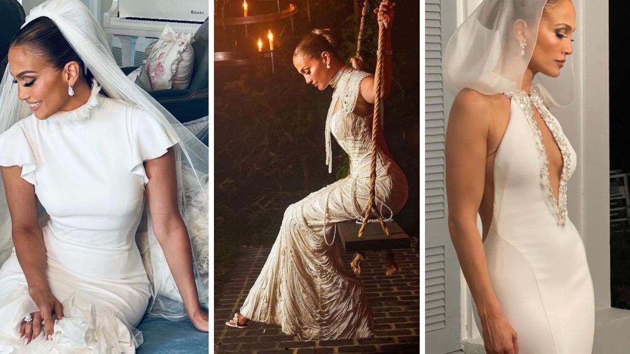 Jennifer Lopez in her Ralph Lauren wedding dresses.