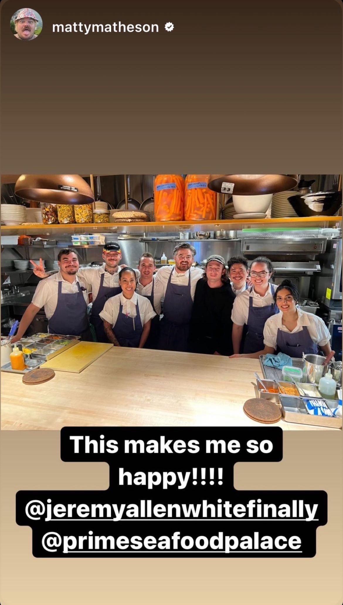 Jeremy Allen White at Prime Seafood Palace.