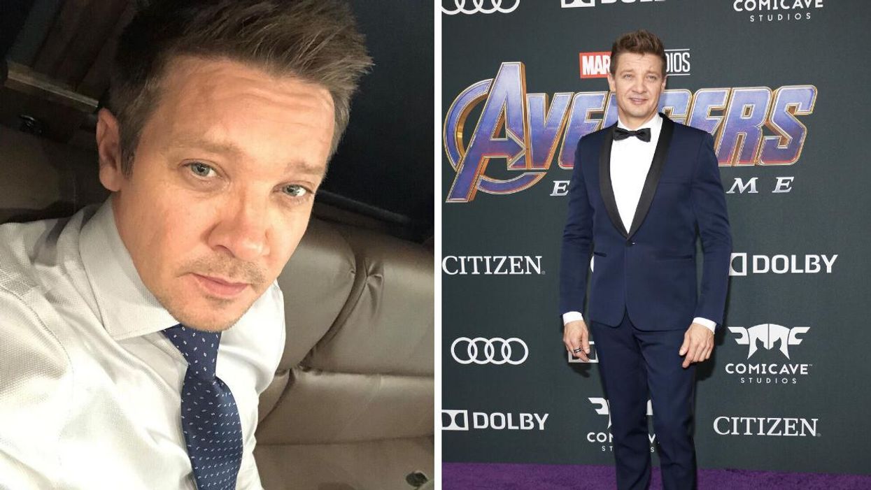 Jeremy Renner. Right: Jeremy Renner at the 2019 world premiere of "Avengers: Endgame" in LA.