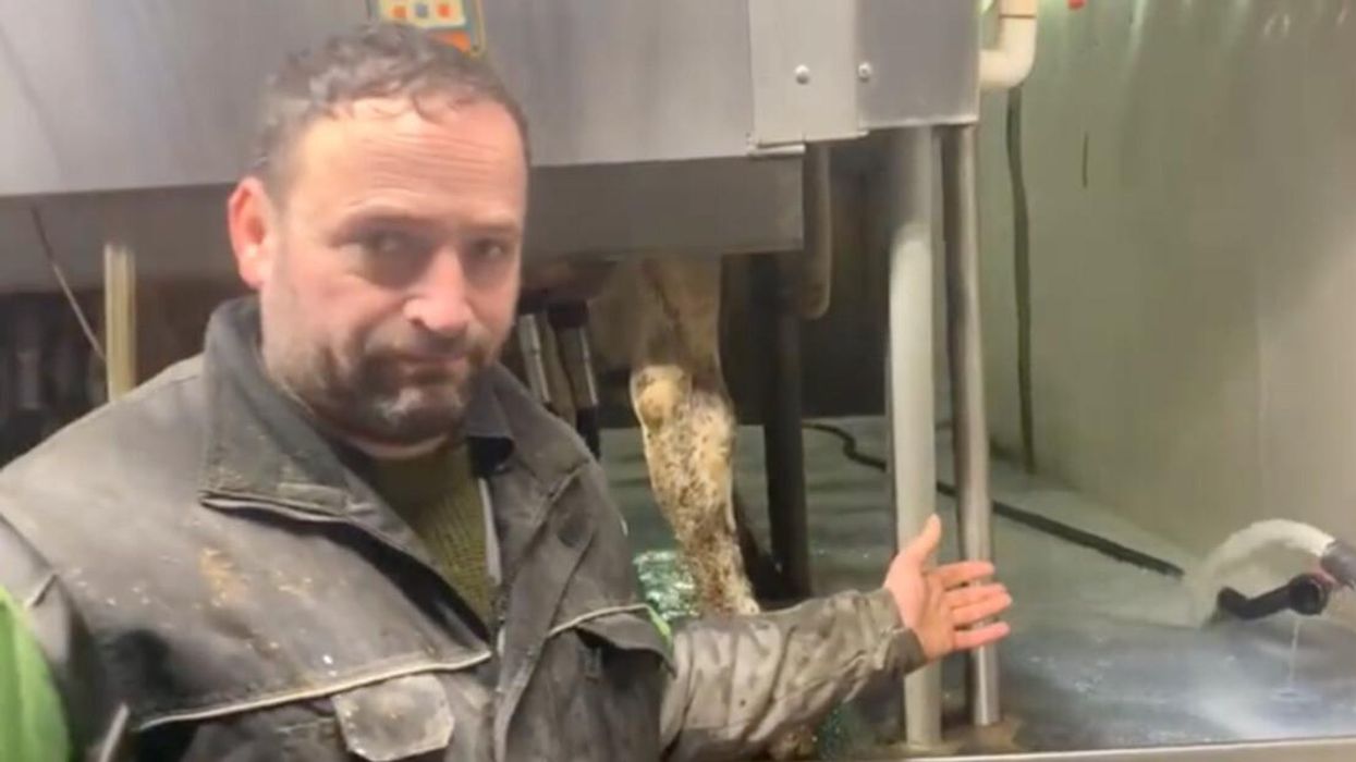 Jerry Huigen at gesturing to milk.