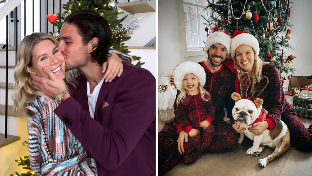 Jessika Dénommée et Jean-Sébastien Dea. Droite : Charles Hamelin et sa famille.