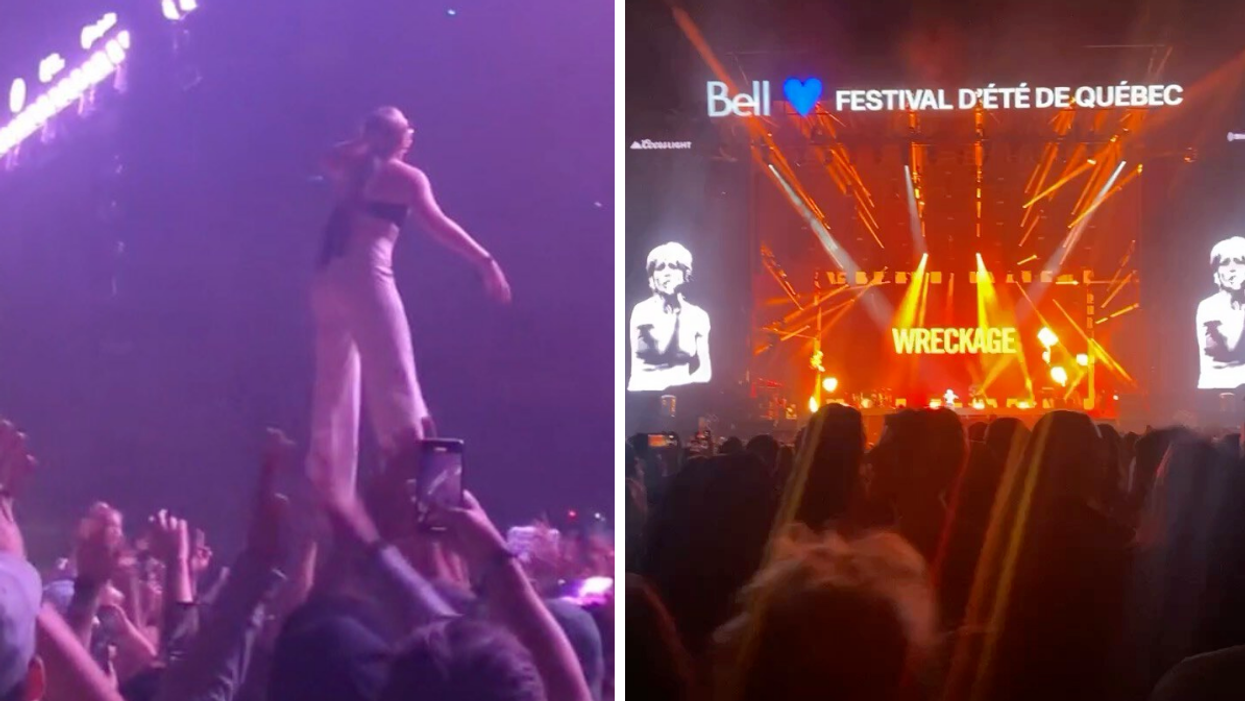 Jeune femme dans le public. Droite : Spectacle FEQ.