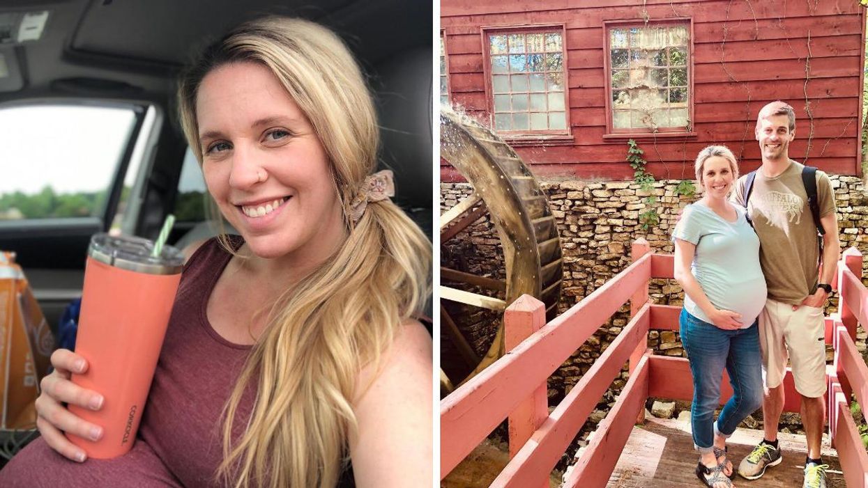 Jill Dillard taking a selfie. Right: Jill and her husband Derrick Dillard pose for photo.