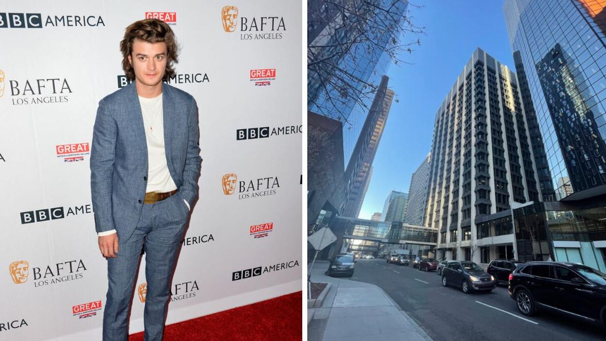 Joe Keery. Right: Fifth Avenue Southwest in Calgary.