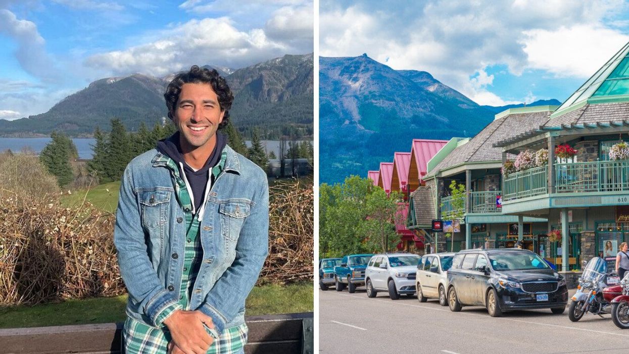 Joey Graziadei. Right: Jasper, Alberta.