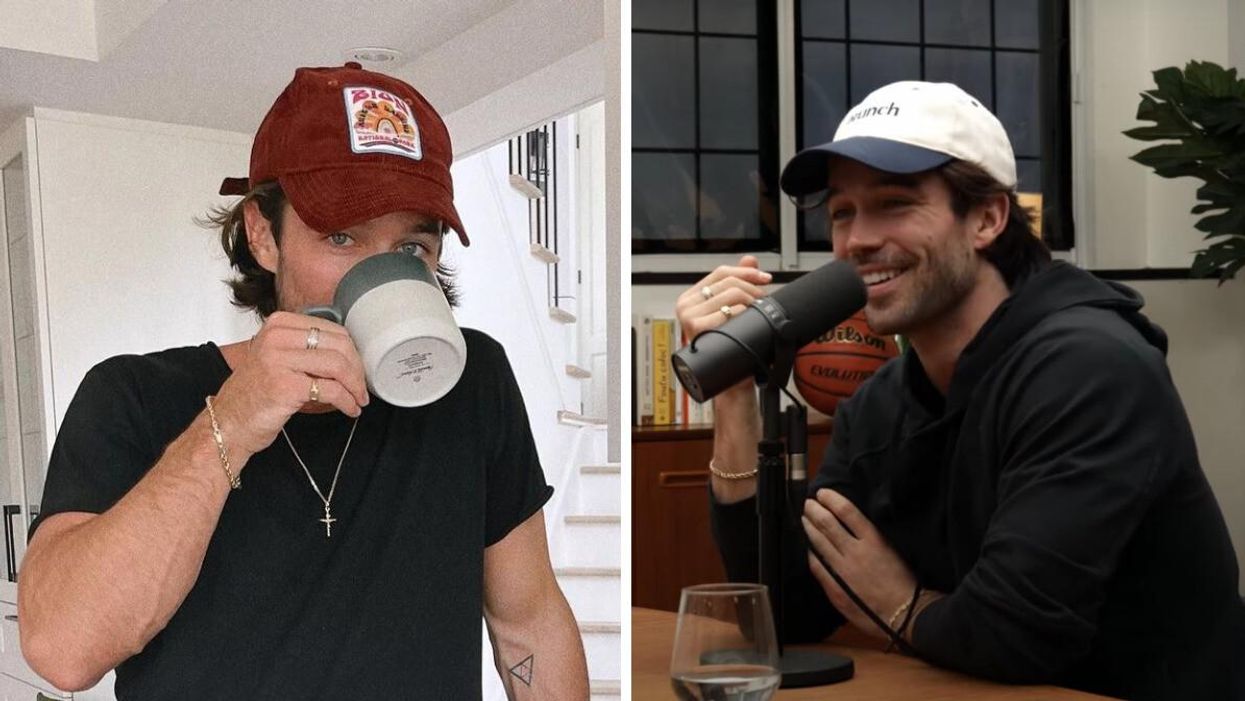 Joey Scarpellino. Droite : Joey Scarpellino au podcast « Le 5 à 7 ».