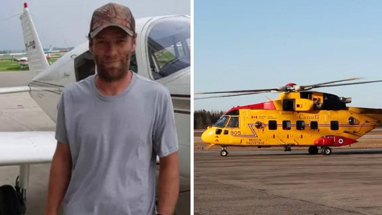 John Fehr. Right: A helicopter heading out to search for the missing aircraft.