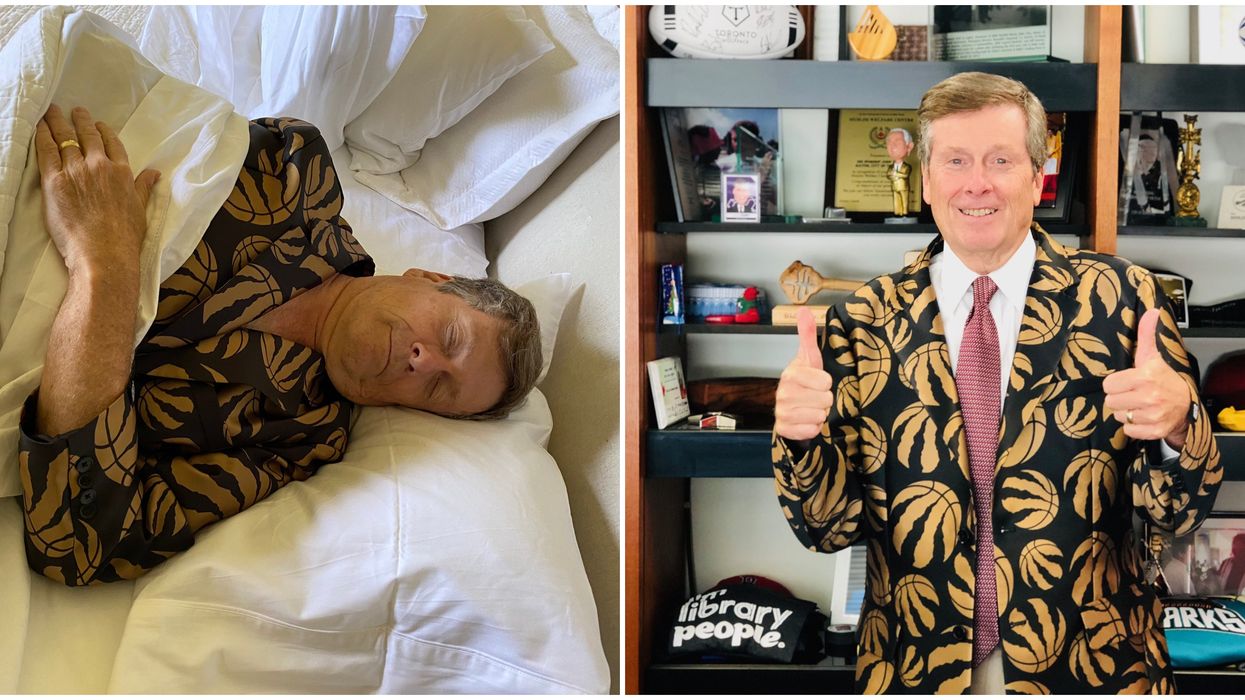 John Tory's Raptors Jacket Doubled As His Pyjamas Ahead Of Game 4