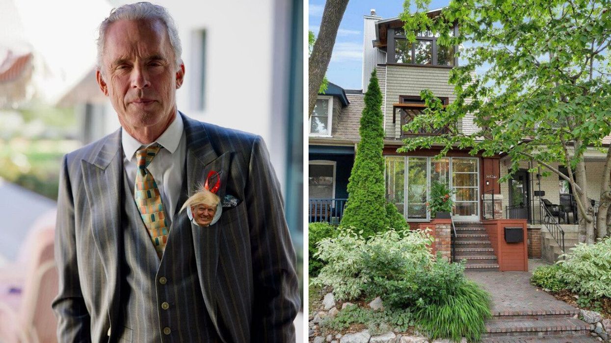 Jordan Peterson. Right: The front of Jordan Peterson's home which is for sale.