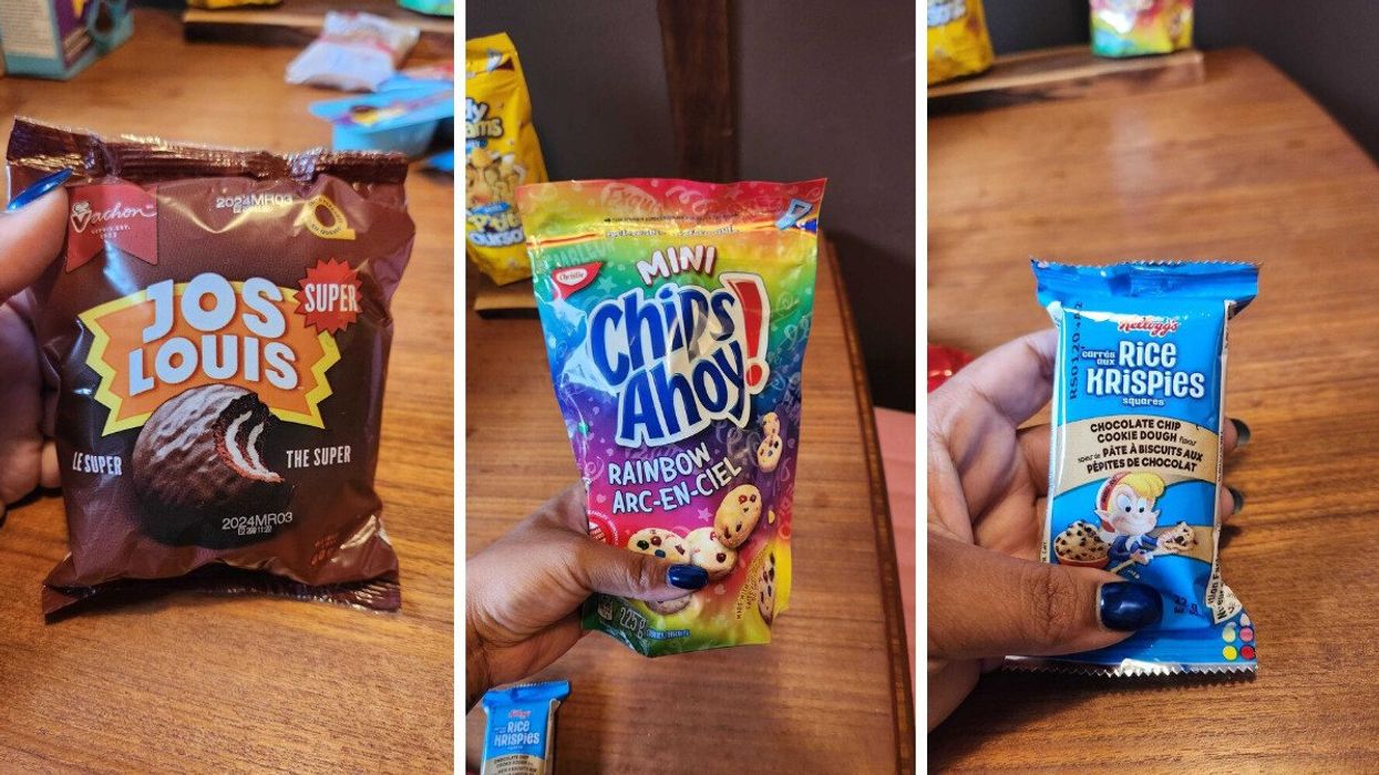 Jos Lois. Middle: Mini Chips Ahoy!. Right: Rice Krispie Treats. 