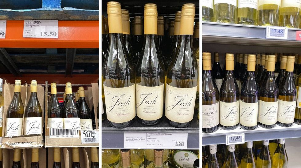 josh cellars chardonnay at costco, the lcbo and fortinos