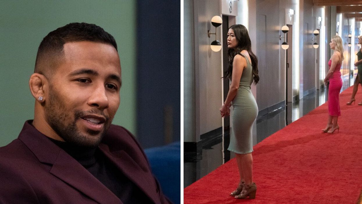 Josh Demas from 'Love Is Blind.' Right: Several contestants of 'Love Is Blind' waiting to go into the pods.