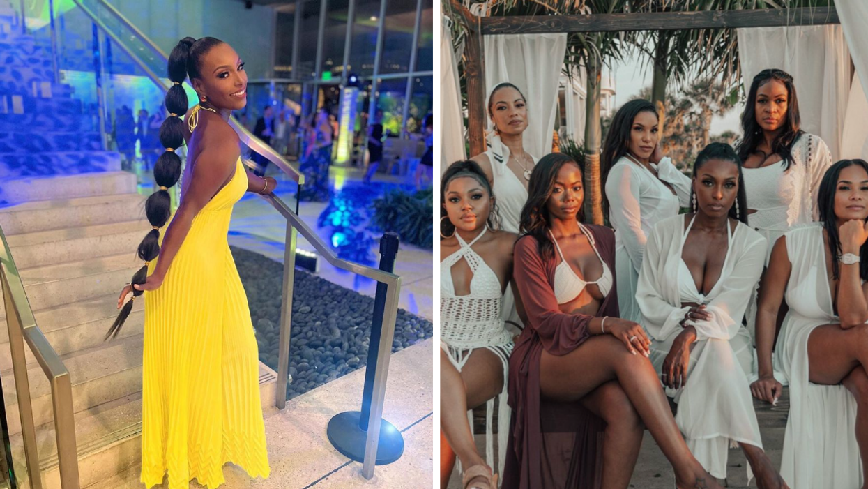 Juawana Colbert in a yellow dress. Right: The cast of 'Selling Tampa.'