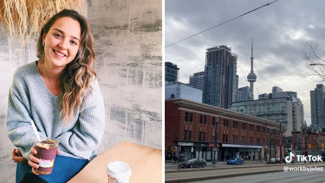 Julia Latacka. Right: Downtown Toronto.