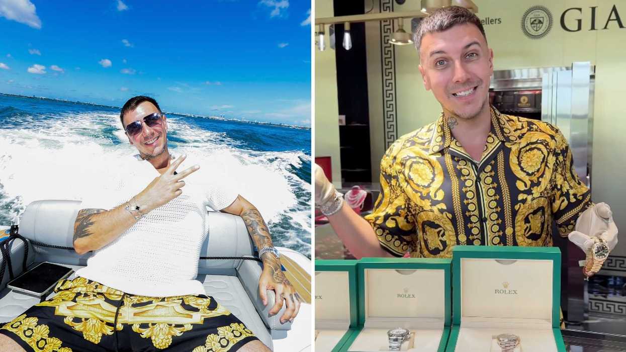 Julien Duguay. Droite : Julien Duguay et des Rolex.