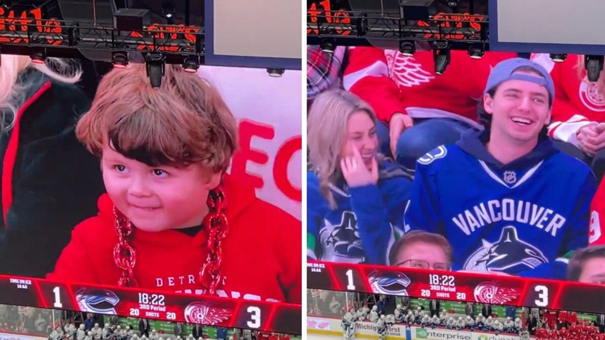 Jumbotron at Vancouver Canucks away game in Detroit.