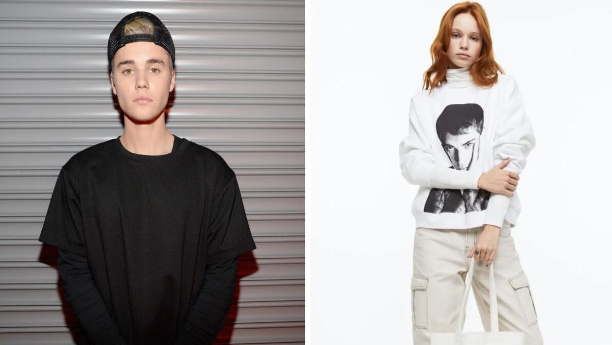Justin Bieber. Droite : Collection H&M Justin Bieber.