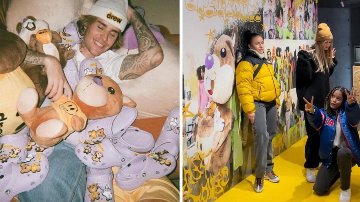 Justin Bieber. Droite : Pop up « Drew House » au SSENSE Montréal.