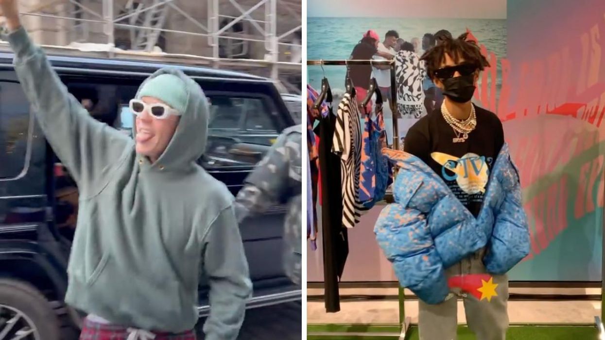 Justin Bieber. Right: Jaden Smith.