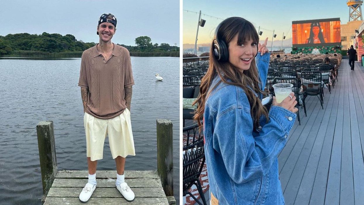 Justin Bieber. Right: Nina Dobrev.