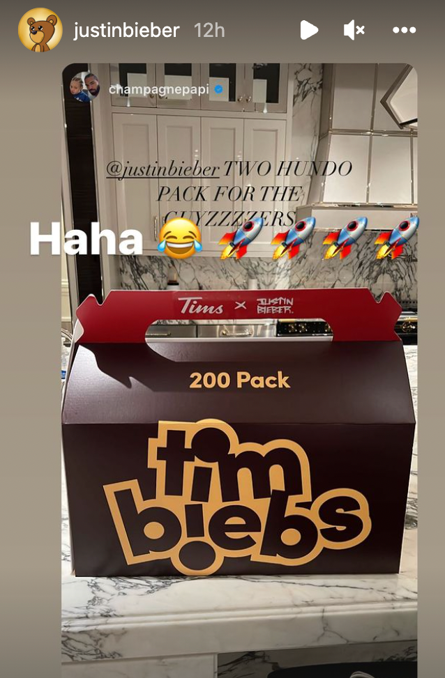 Justin Bieber's Insta story.