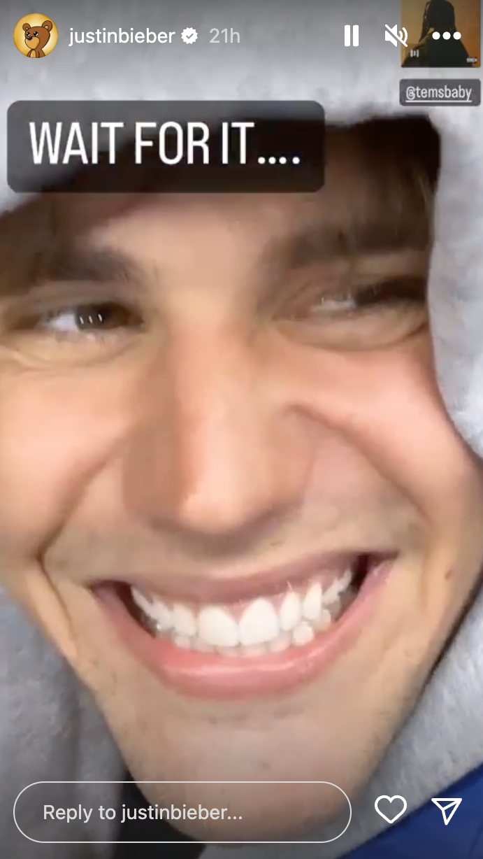 Justin Bieber smiling.