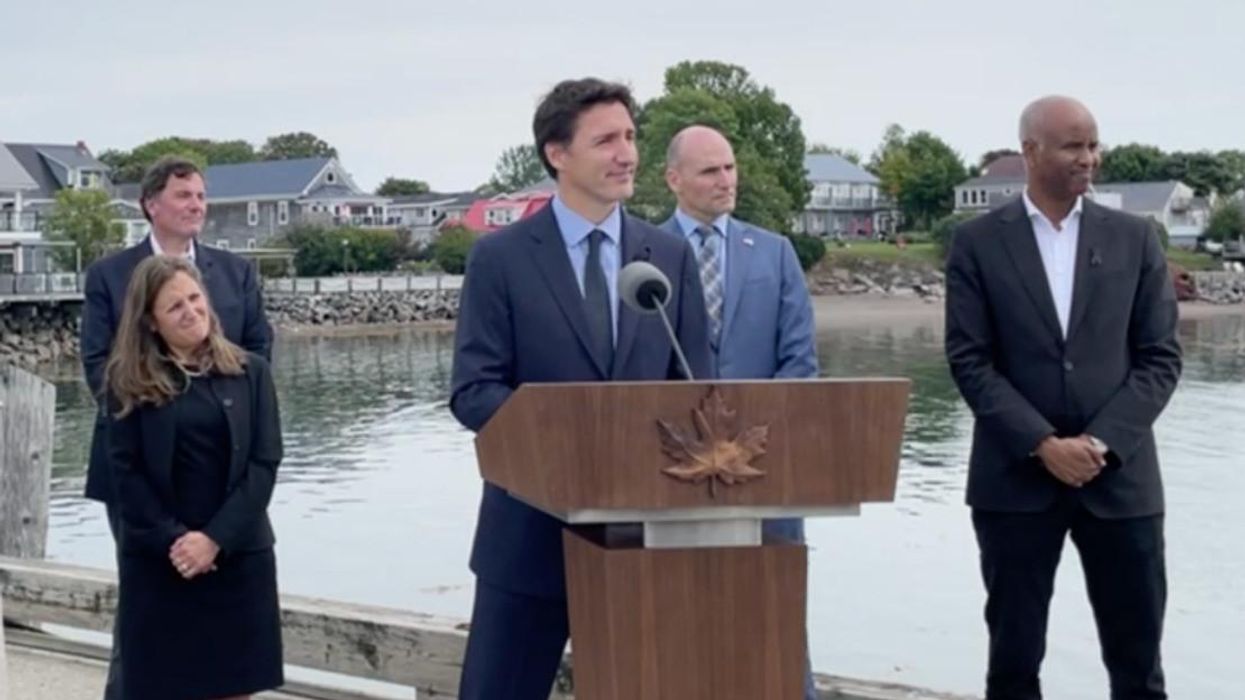 Justin Trudeau en point de presse.