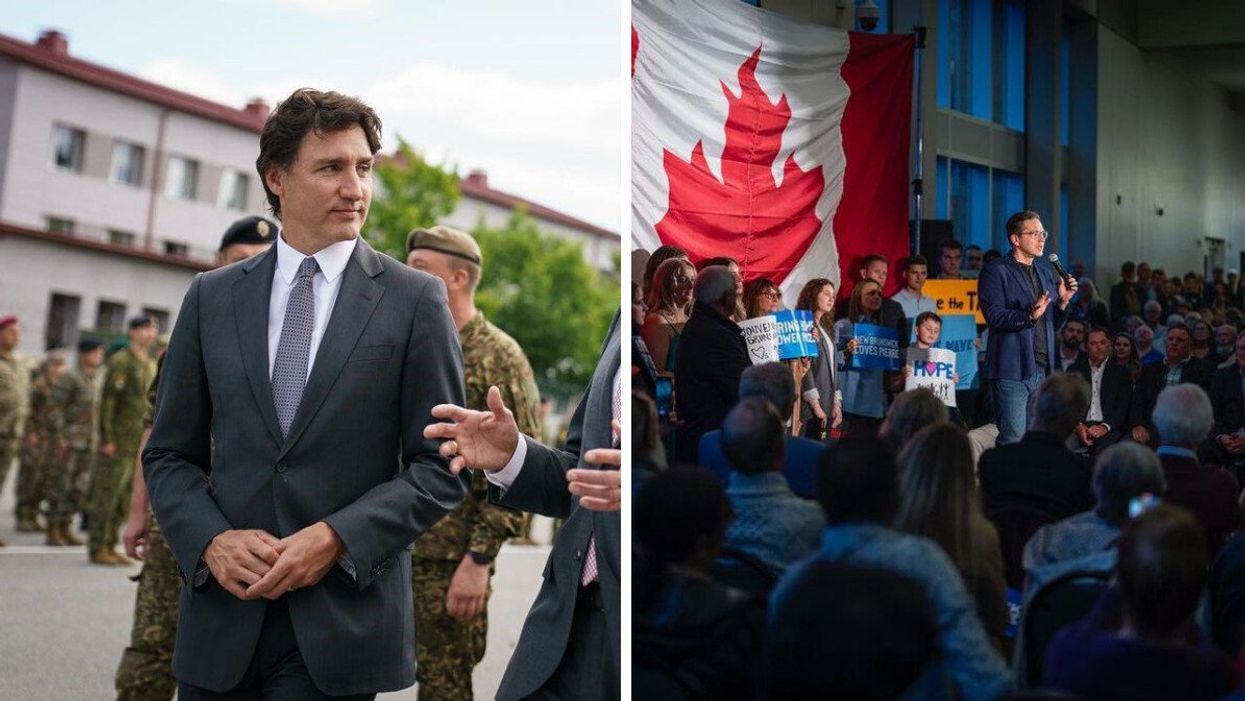 Justin Trudeau. Right: Pierre Poilievre.