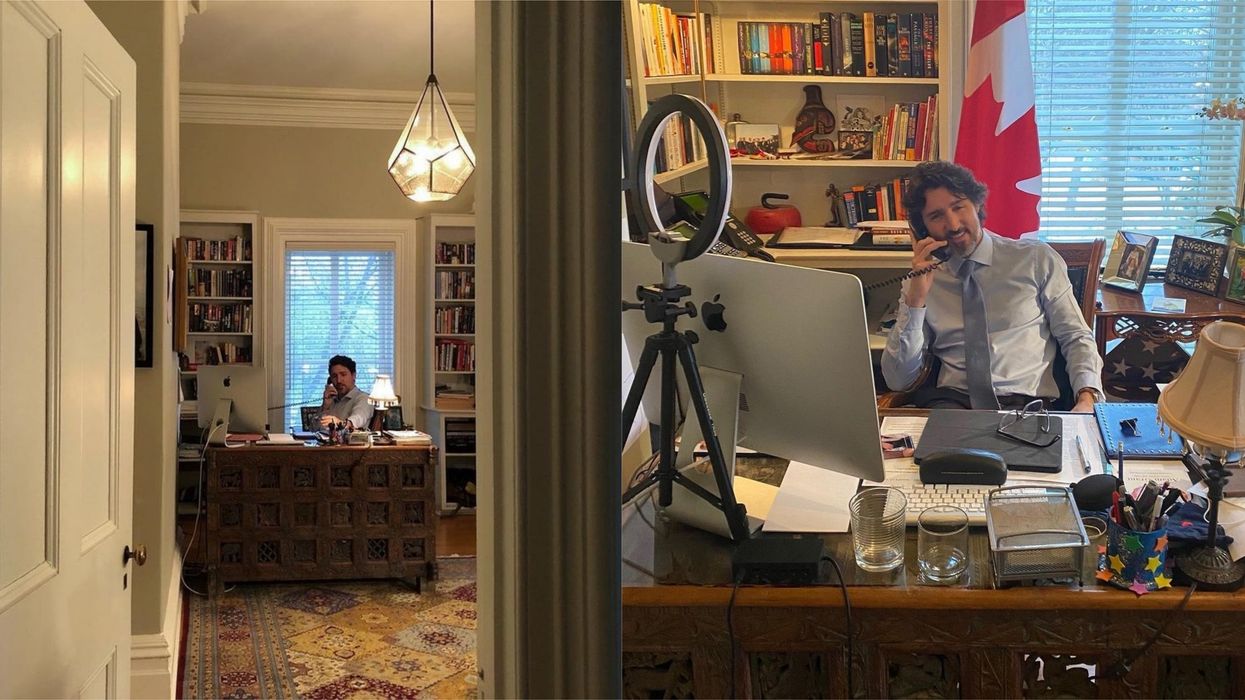 Justin Trudeau's Home Office Set Up Is Full Of Details Like A Harry Potter Box Set