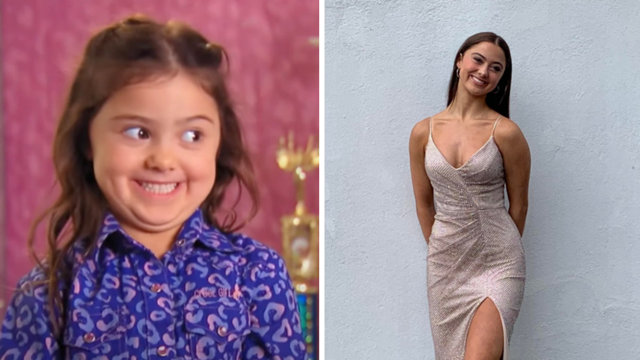Kailia Posey as a child on 'Toddlers and Tiaras.' Right: Kailia Posey in her prom dress.