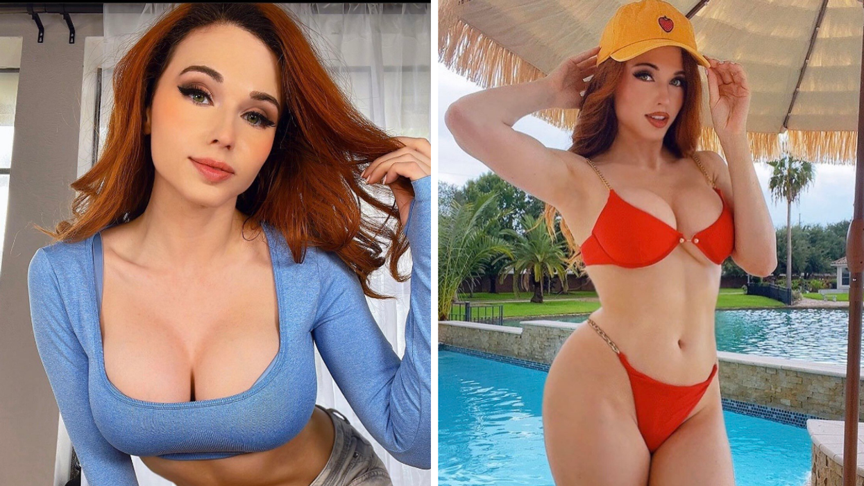 Kaitlyn Siragusa in a blue top. Right: Siragusa in a red bathing suit.