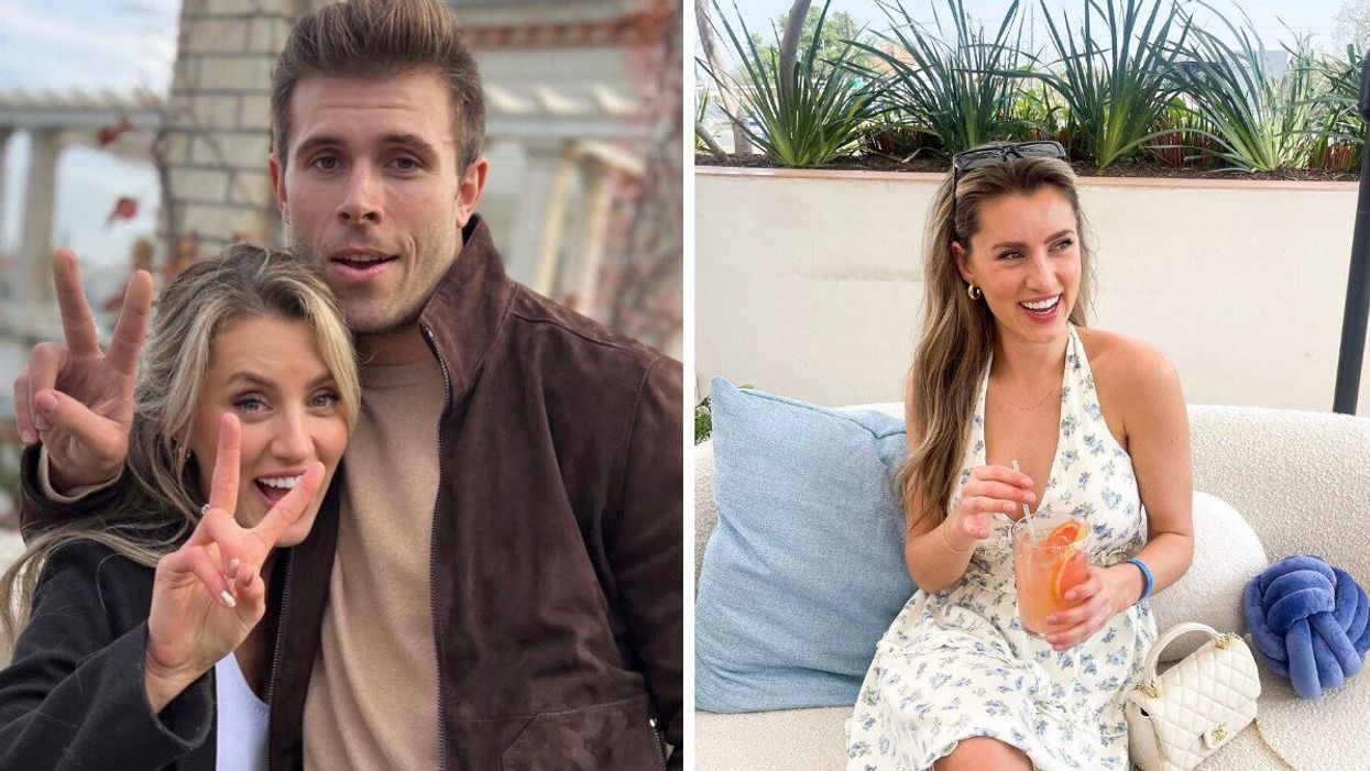 Kaity and Zach on 'The Bachelor.' Right: Kaity holding a drink.
