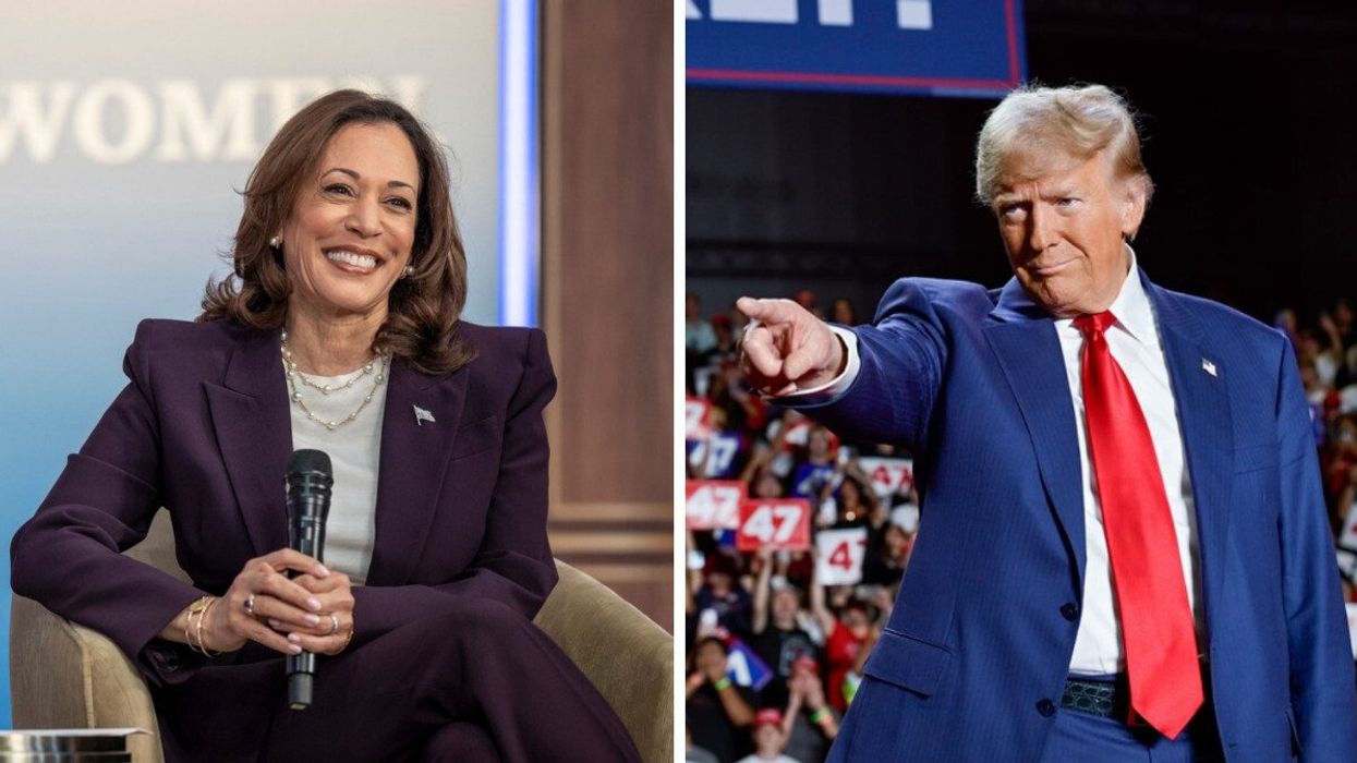 Kamala Harris. Droite : Donald Trump.