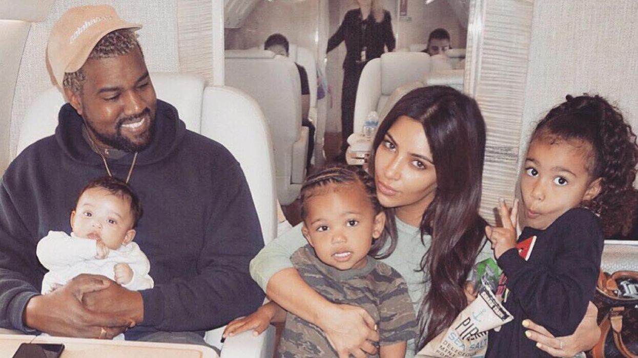 Kanye West, Kim Kardashian and their children.