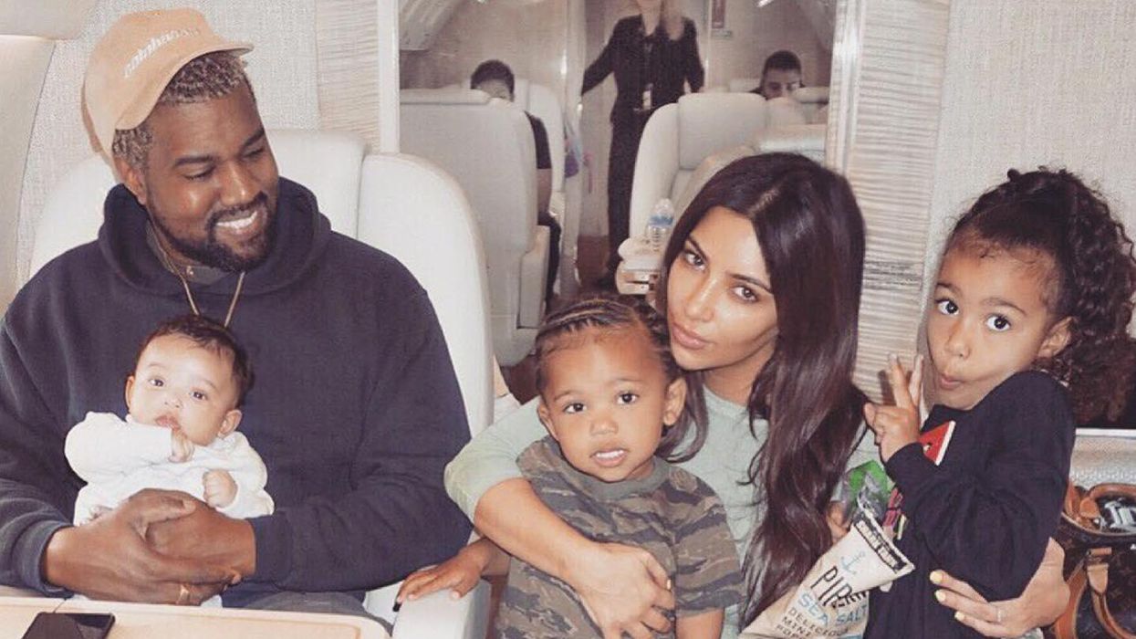 Kanye West, Kim Kardashian and their children.